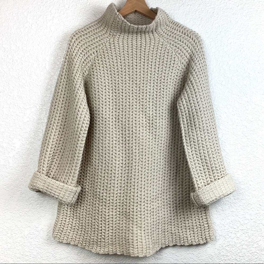 Doe & Rae chunky knit ivory mock neck sweater